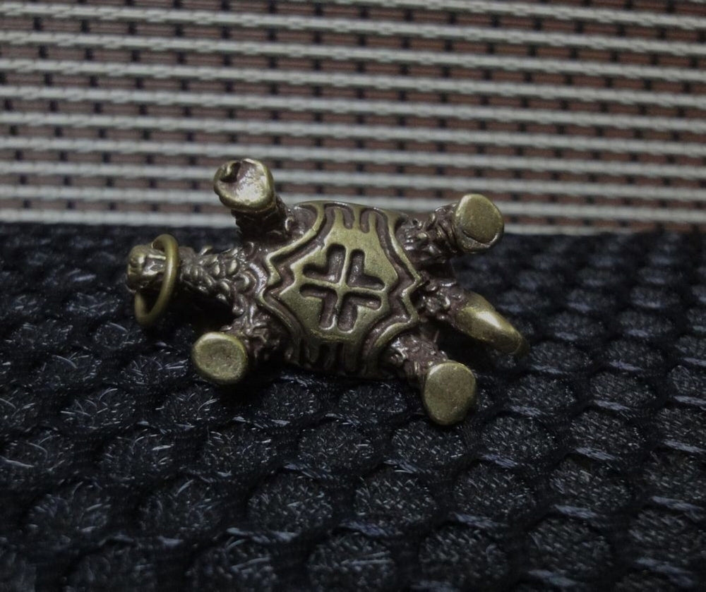 Solid Brass Dragon Turtle Animal Figurine Pendant Vintage Style Statue