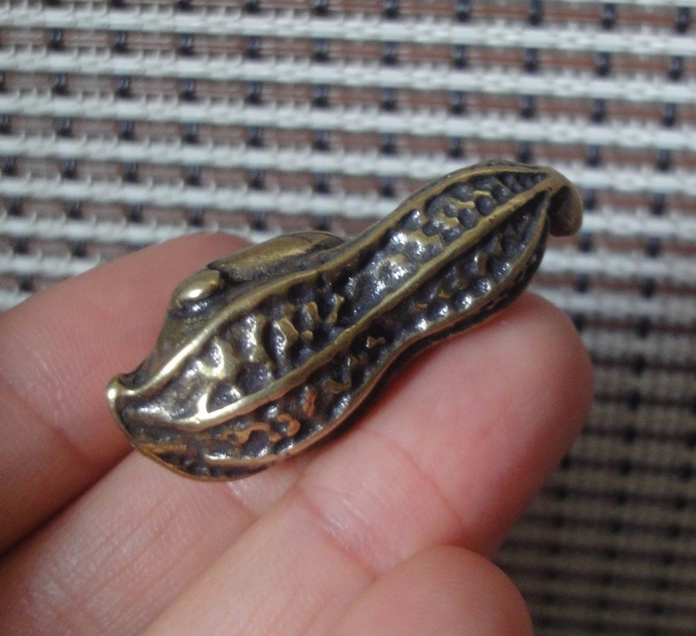 Vintage Brass Peanut Pendant Keyring Ornament