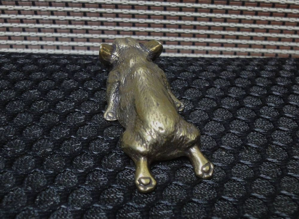 Solid Brass Sleeping Corgi Dog Figurine Statue Paperweight Home Decor