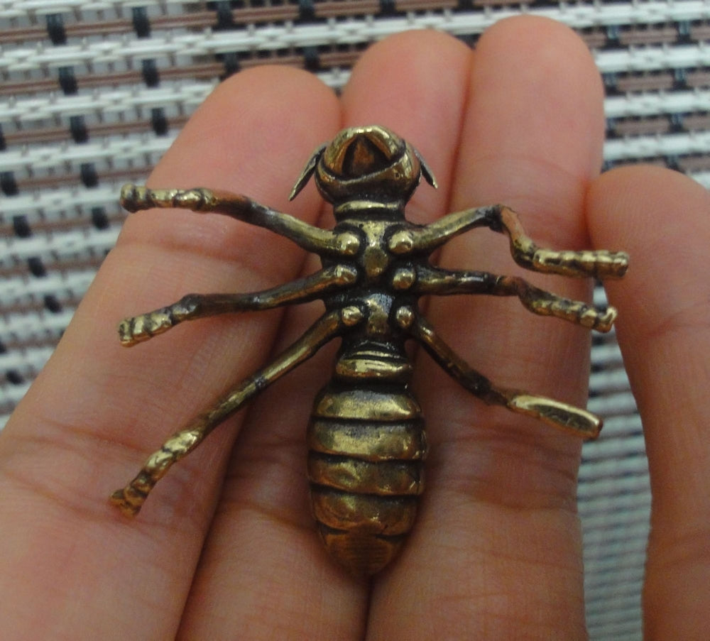 Solid Brass Ant Statue Vintage Style Sculpture for Garden Desk Decor