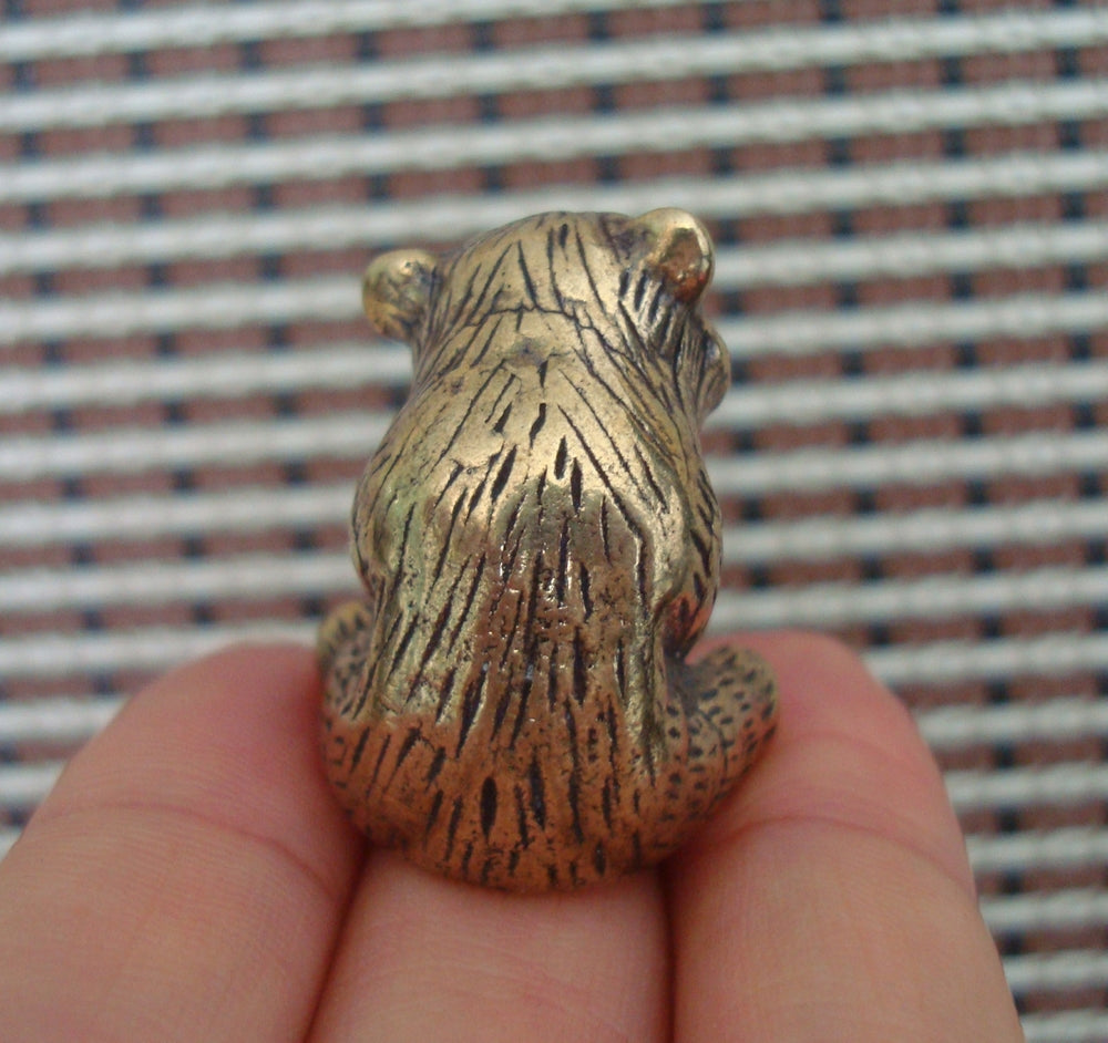 Vintage Style Brass Bear Cub Figurine: Home Decor Statue