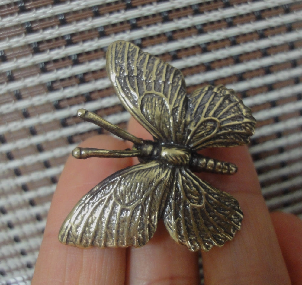 Vintage Style Mini Brass Butterfly Figurine Garden Decor