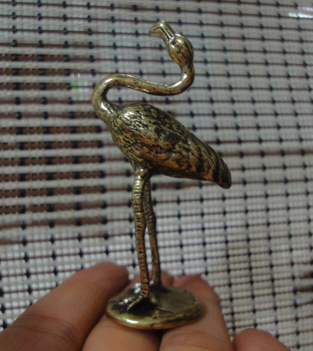 Vintage Style Solid Brass Copper Flamingo Bird Statue for Home Decor