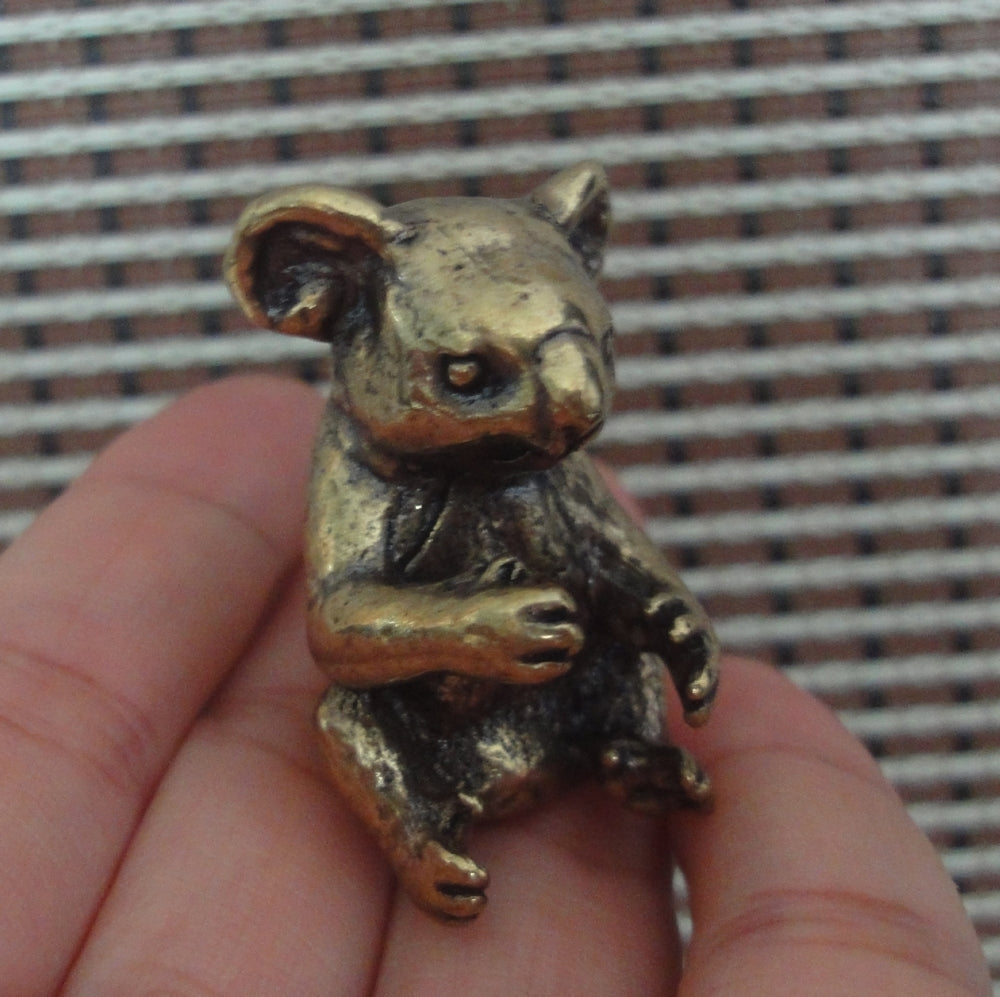 Solid Brass Small Koala Figurine Vintage Style Statue for Home Garden Decor