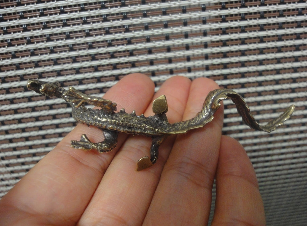 Solid Brass Chinese Flying Dragon Figurine Vintage Style Statue