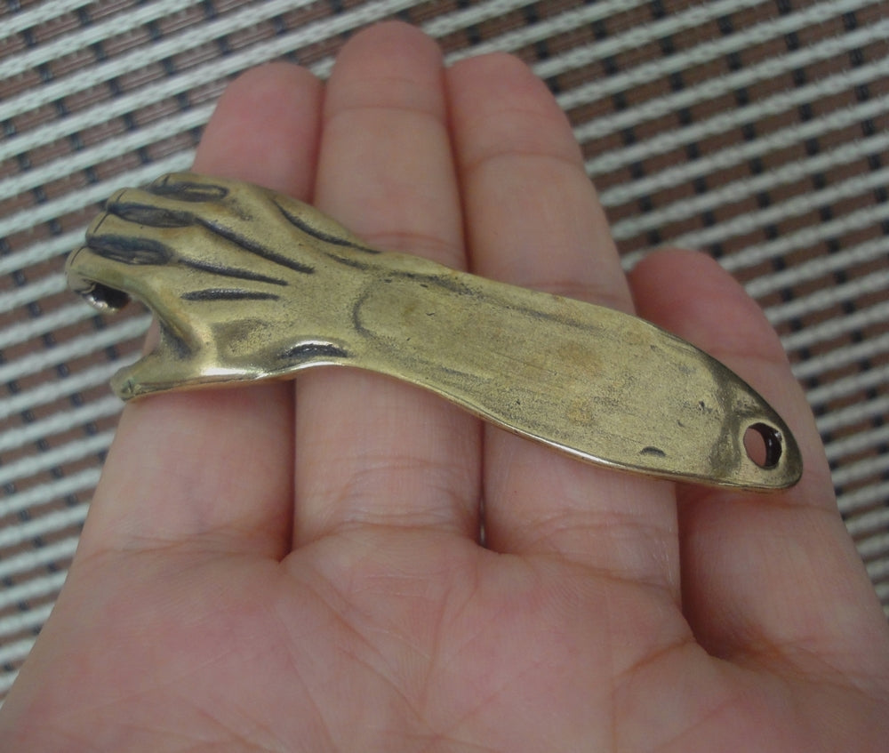 Solid Brass Lucky Right Hand Statue Pendant Vintage Style