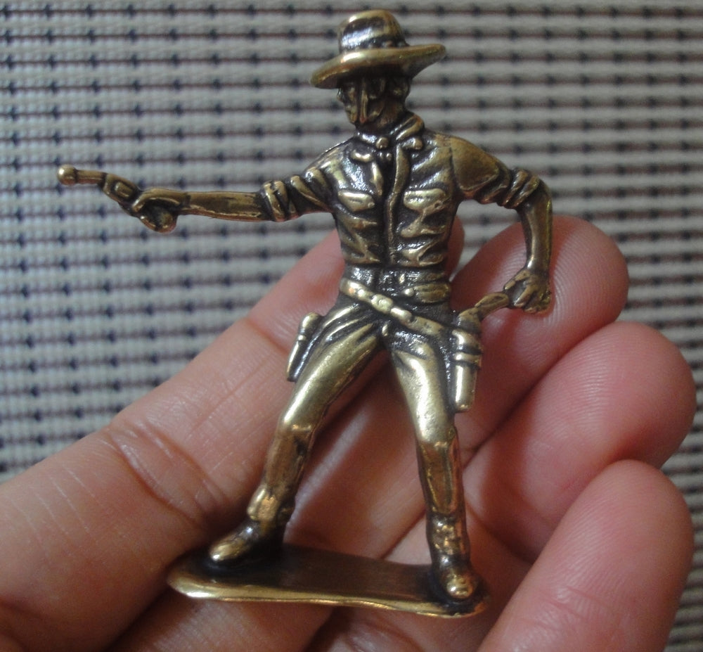 Pair Vintage Brass Cowboy Figurines Western Decor