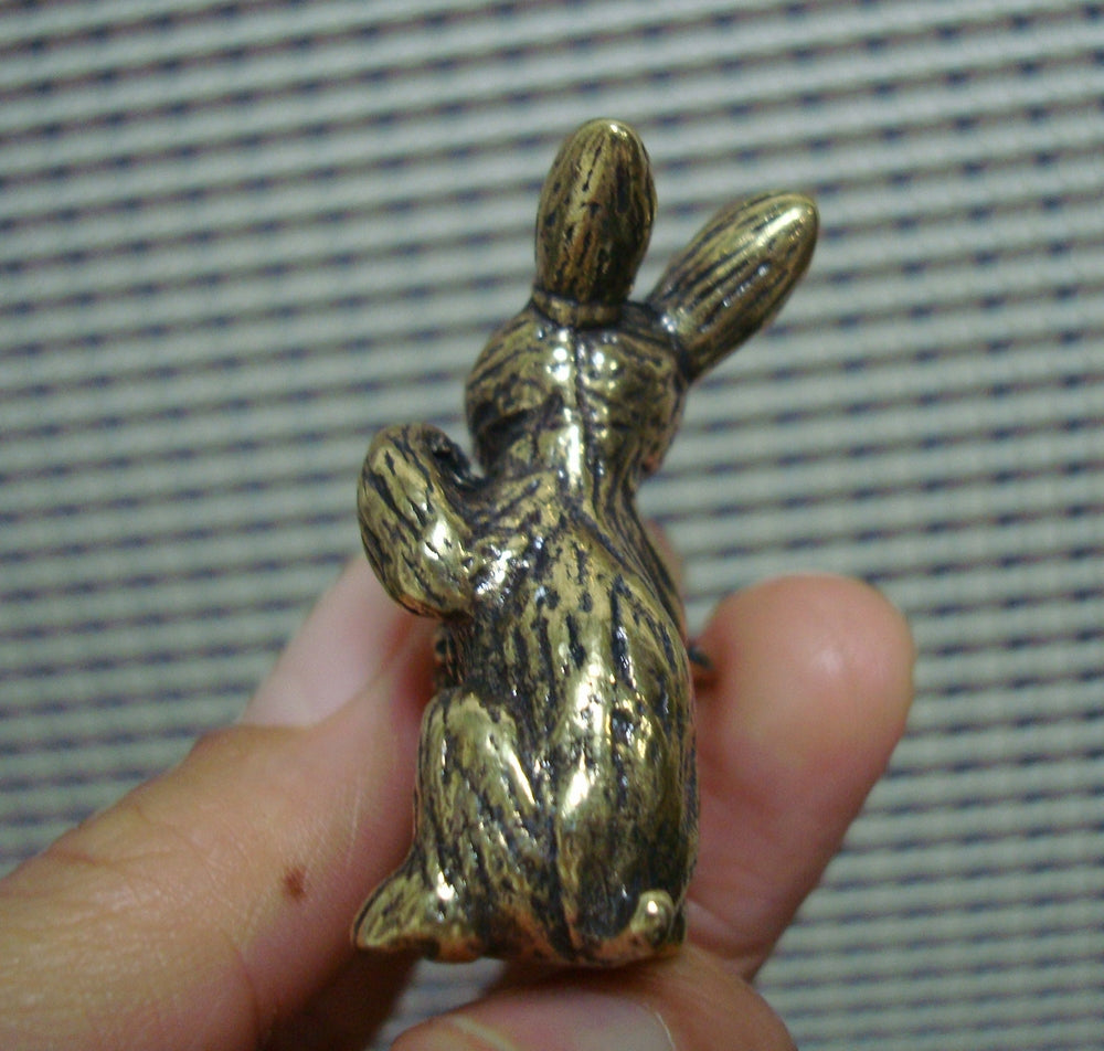 Solid Brass Parent-Child Rabbit Figurine Vintage Style Statue