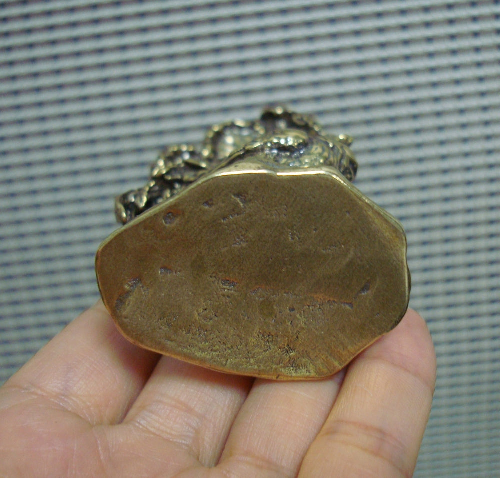 Solid Brass Zodiac Cockscomb Flower Cock Rooster Statue