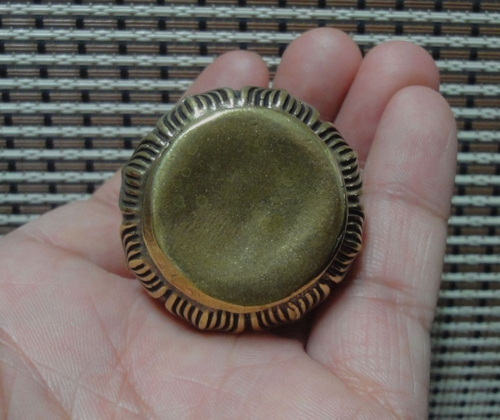 Vintage Style Small Chinese Brass Incense Burner Lotus Flower Covered Censer