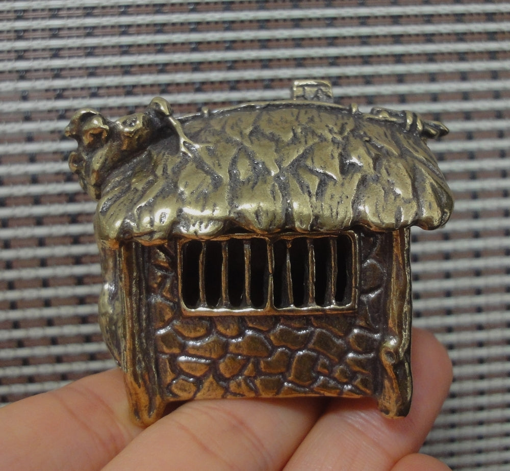 Vintage Style Solid Brass Cottage House Statue Incense Burner for Home Decor