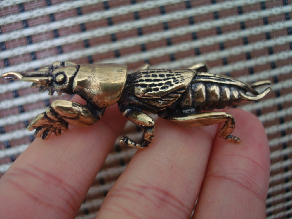 Solid Brass Prosperity Cricket Figurine Vintage Ornament for Home Decor