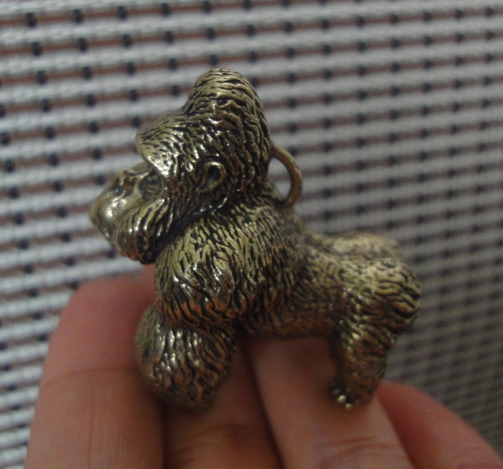 Solid Brass Gorilla Figurine Pendant: Vintage Style Copper Statue