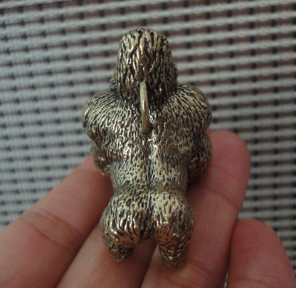 Solid Brass Gorilla Figurine Pendant: Vintage Style Copper Statue