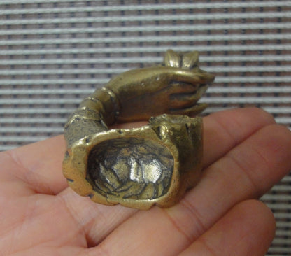 Solid Brass Buddha Hand Holding Lotus Flower Statue Incense Stick Holder