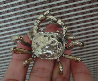 Vintage Style Solid Brass Crab Statue: Garden Decor