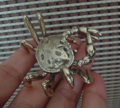 Vintage Style Solid Brass Crab Statue: Garden Decor