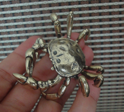 Vintage Style Solid Brass Crab Statue: Garden Decor