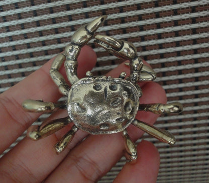 Vintage Style Solid Brass Crab Statue: Garden Decor