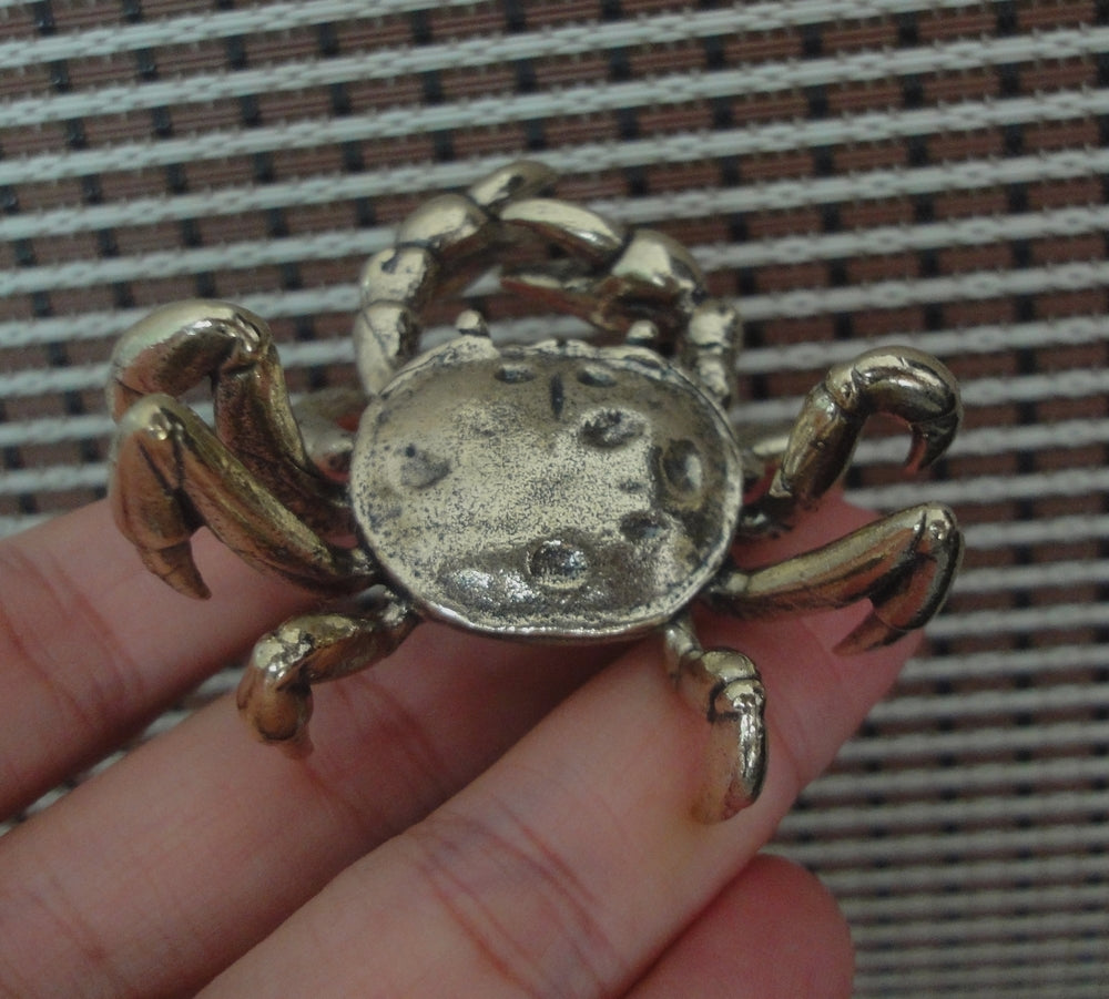 Vintage Style Solid Brass Crab Statue: Garden Decor