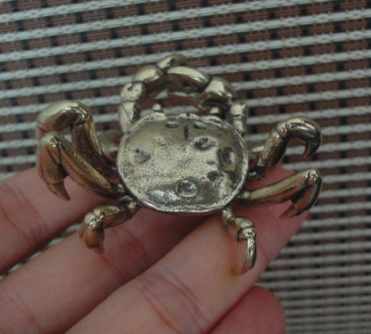 Vintage Style Solid Brass Crab Statue: Garden Decor