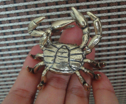 Vintage Style Solid Brass Crab Statue: Garden Decor