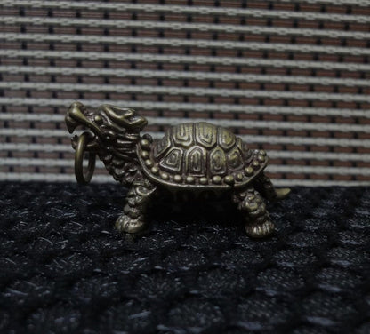 Solid Brass Dragon Turtle Animal Figurine Pendant Vintage Style Statue