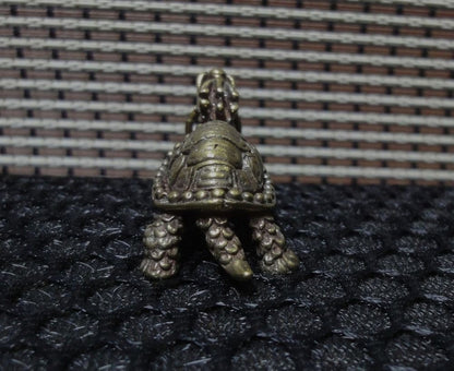 Solid Brass Dragon Turtle Animal Figurine Pendant Vintage Style Statue
