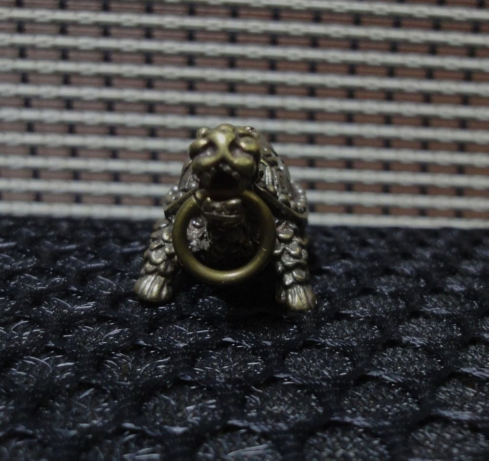 Solid Brass Dragon Turtle Animal Figurine Pendant Vintage Style Statue