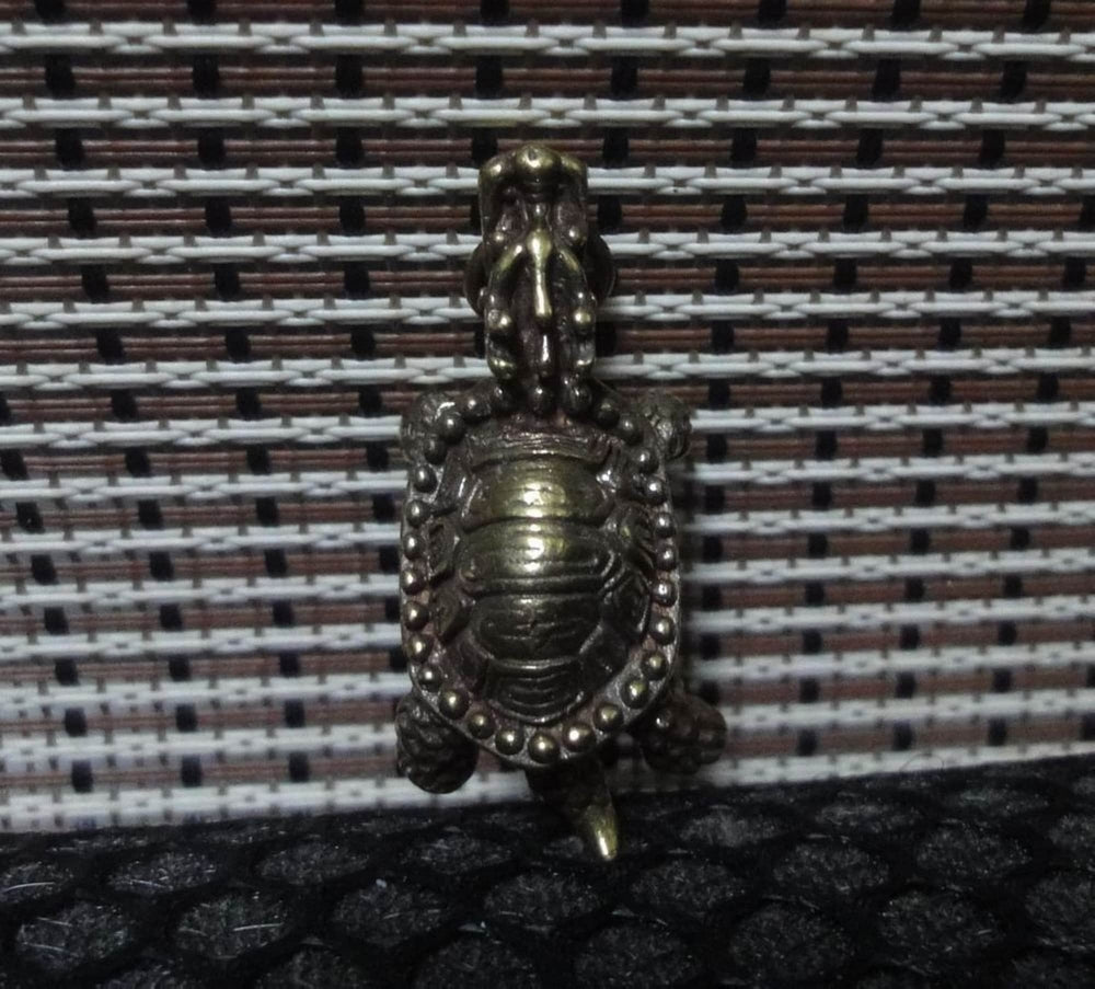 Solid Brass Dragon Turtle Animal Figurine Pendant Vintage Style Statue