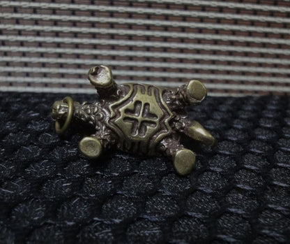 Solid Brass Dragon Turtle Animal Figurine Pendant Vintage Style Statue