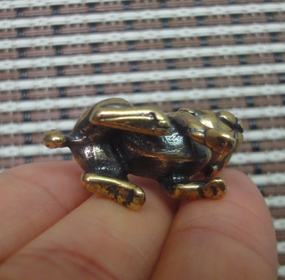 Solid Brass Rabbit Figurine Charm Pendant Vintage Style Statue Ornament