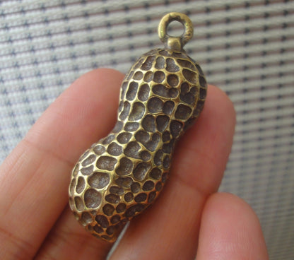 Vintage Style Pure Brass Copper Peanut Charm Pendant