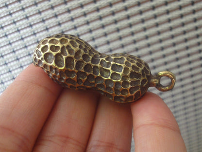 Vintage Style Pure Brass Copper Peanut Charm Pendant