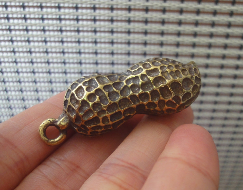 Vintage Style Pure Brass Copper Peanut Charm Pendant