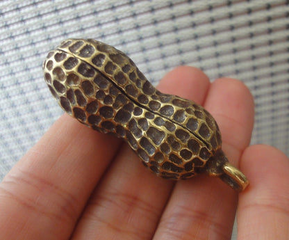 Vintage Style Pure Brass Copper Peanut Charm Pendant