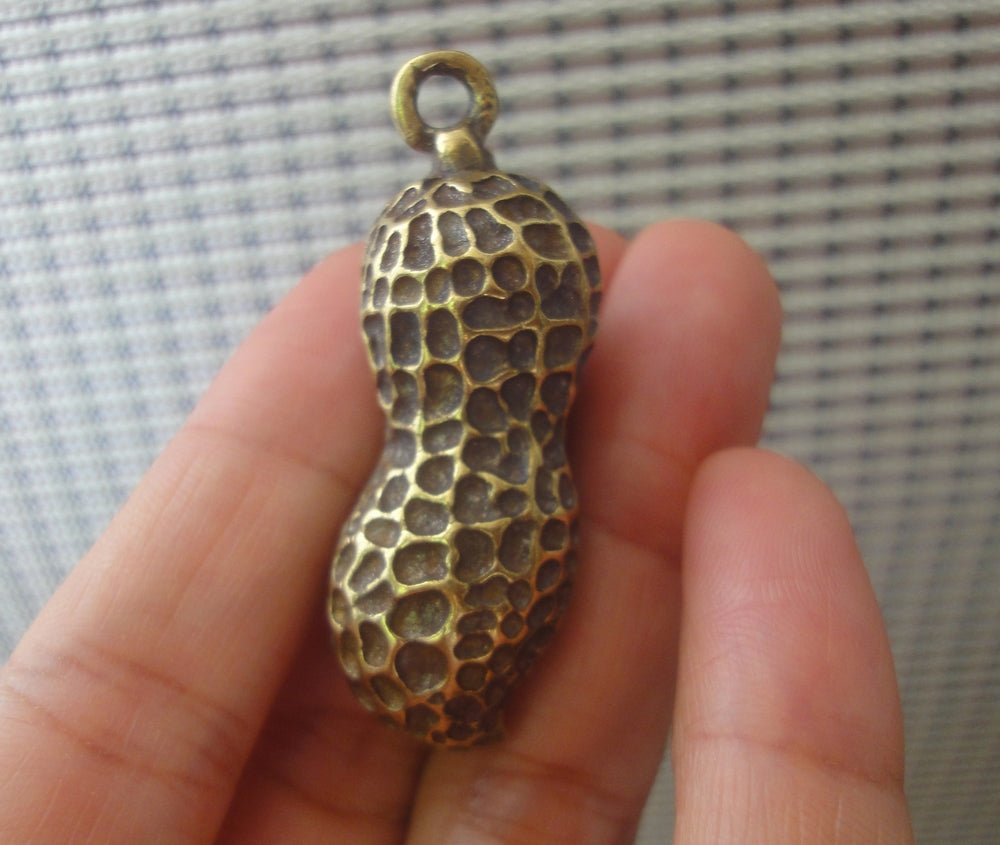 Vintage Style Pure Brass Copper Peanut Charm Pendant