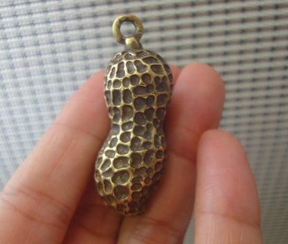 Vintage Style Pure Brass Copper Peanut Charm Pendant