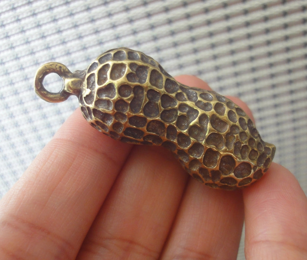 Vintage Style Pure Brass Copper Peanut Charm Pendant
