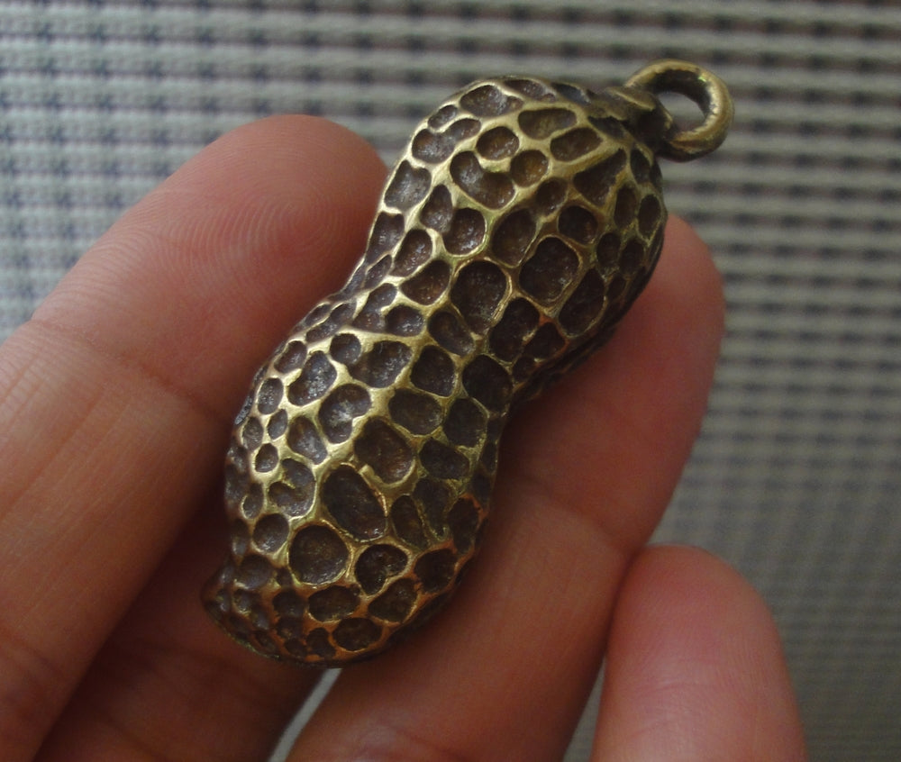Vintage Style Pure Brass Copper Peanut Charm Pendant