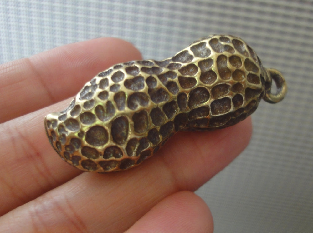 Vintage Style Pure Brass Copper Peanut Charm Pendant