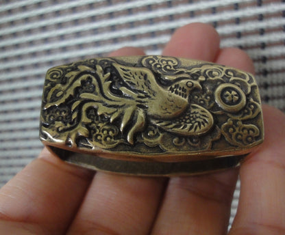 Solid Brass Phoenix Engraved Belt Buckle Vintage Style