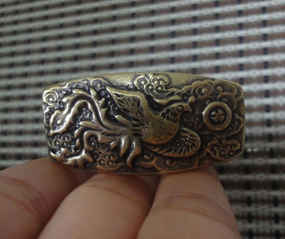 Solid Brass Phoenix Engraved Belt Buckle Vintage Style