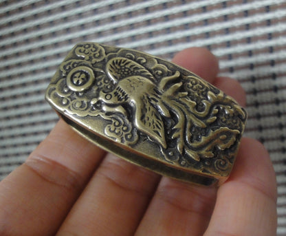 Solid Brass Phoenix Engraved Belt Buckle Vintage Style