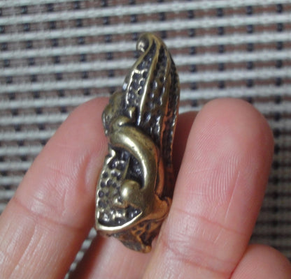 Vintage Brass Peanut Pendant Keyring Ornament
