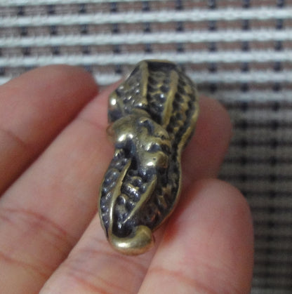 Vintage Brass Peanut Pendant Keyring Ornament