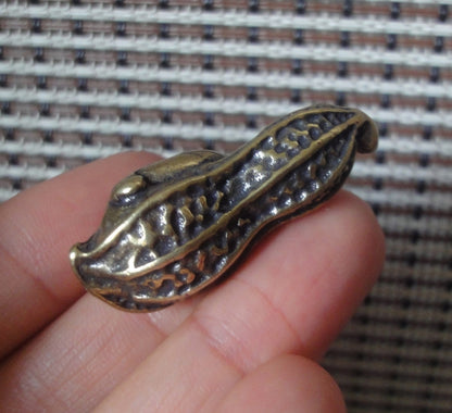Vintage Brass Peanut Pendant Keyring Ornament