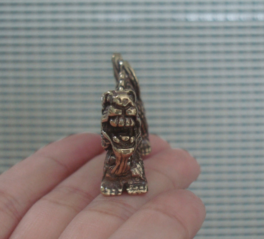 Solid Brass Dragon Figurine Statue Pendant Vintage Style