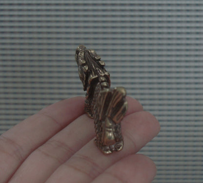 Solid Brass Dragon Figurine Statue Pendant Vintage Style