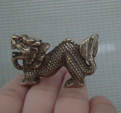 Solid Brass Dragon Figurine Statue Pendant Vintage Style